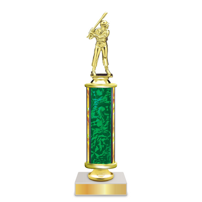 Personalised Baseball Column Trophy / Award 9"–12" Custom Figurine & Plate