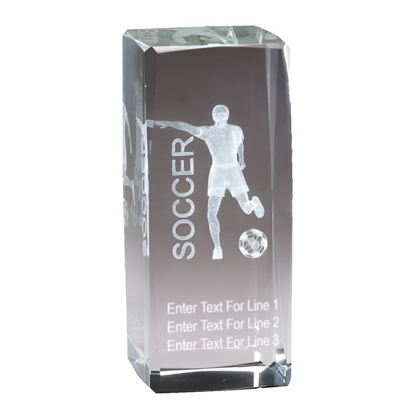 3D Laser Crystal Soccer Award 4.5" Male
