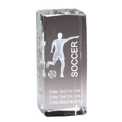 3D Laser Sport Crystal Soccer Award 4.5" Female
