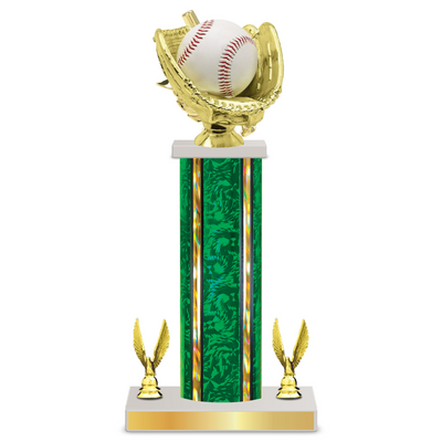 Personalised Baseball Column Trophy / Award 12"– 15" Custom Figurine & Plate