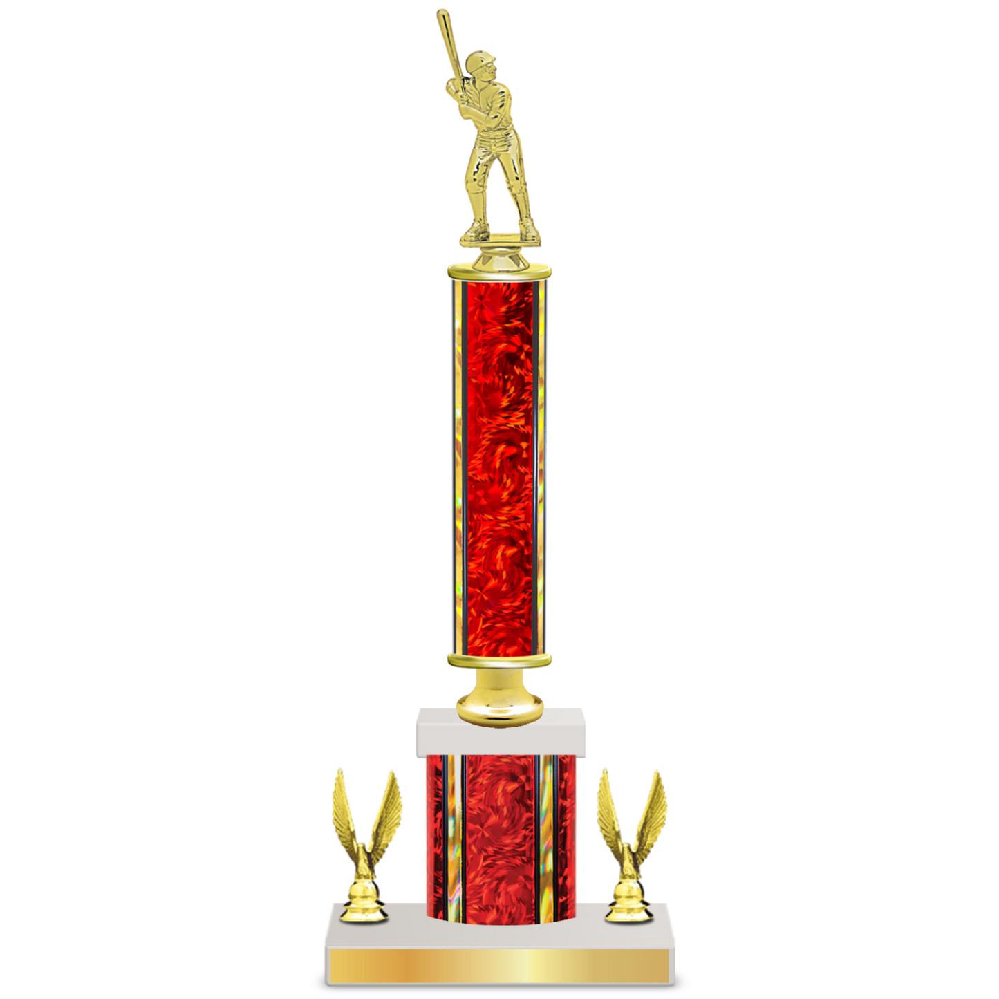 Personalised Baseball Column Trophy / Award 15"– 18" Custom Figurines & Plate