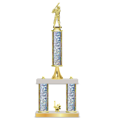 Personalised 3 Column Baseball Trophy / Award 18"– 21" Custom Figurines & Plate