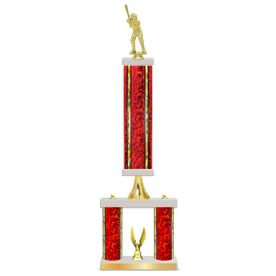 Personalised 3 Column Baseball Trophy / Award 23" – 26" Custom Figurines & Plate