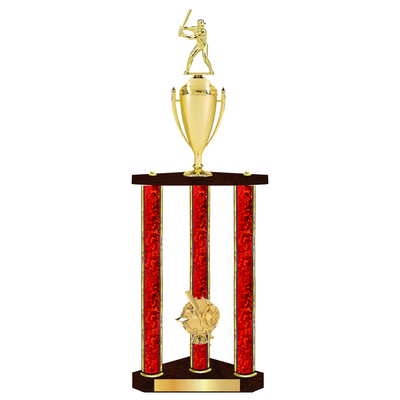 Personalised 3 Column Baseball Trophy / Award 32" – 36" Custom Figurines & Plate