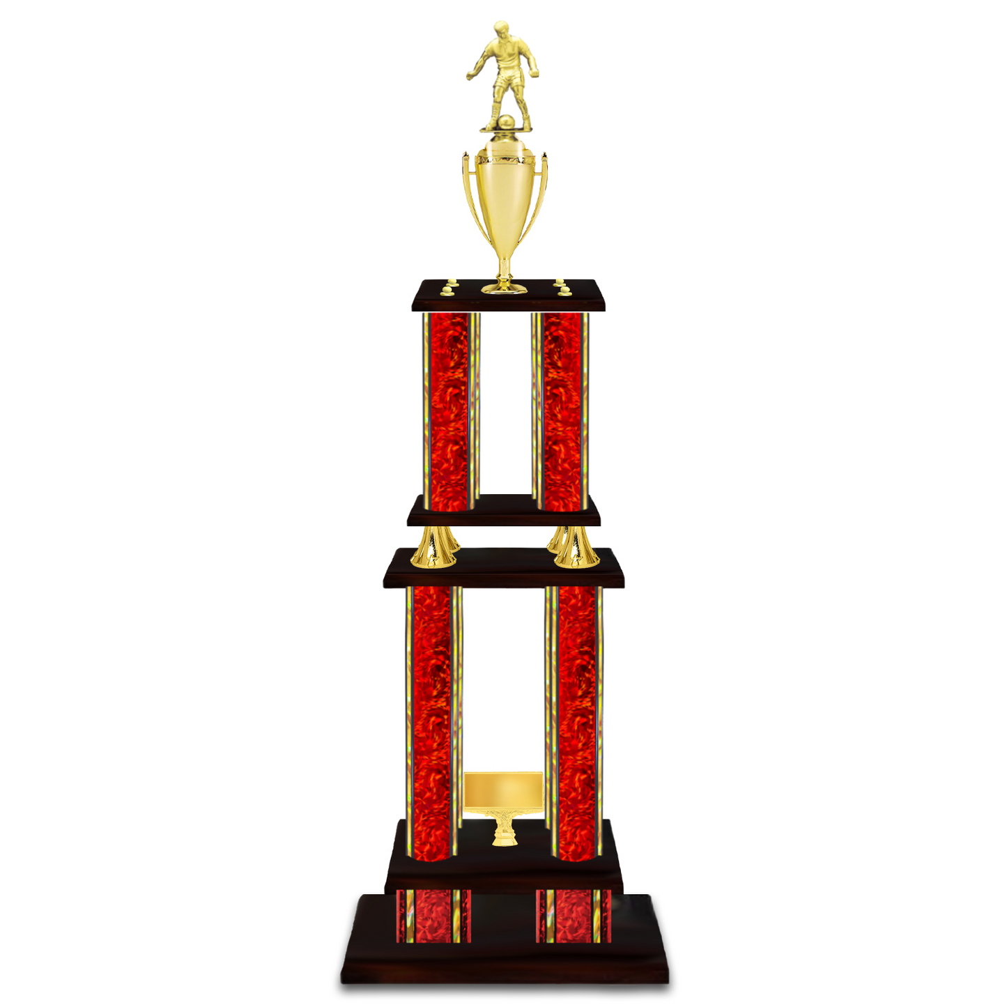 Personalised 4 Column Soccer Trophy / Award 52" – 56" Custom Figurines & Plate