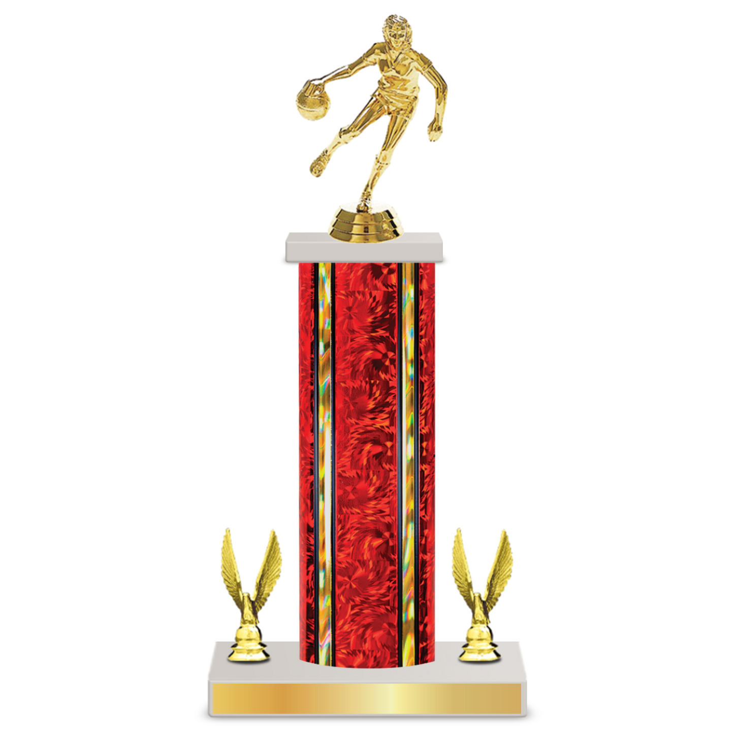 Personalised Basketball Column Trophy / Award 12"– 15" Custom Figurine & Plate