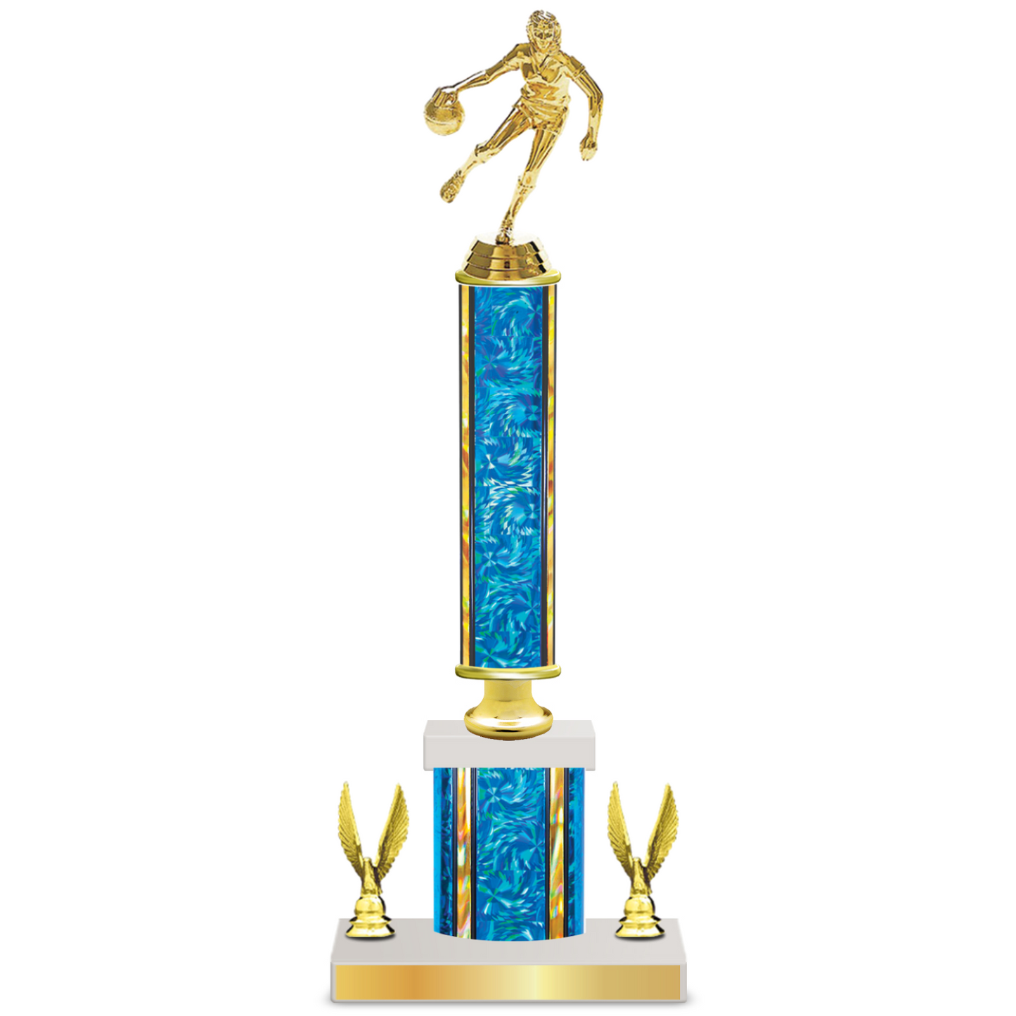 Personalised Basketball Column Trophy / Award 15"– 18" Custom Figurines & Plate