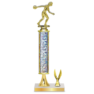 Personalised Bowling Column Trophy / Award 13"– 16" Custom Figurine & Plate