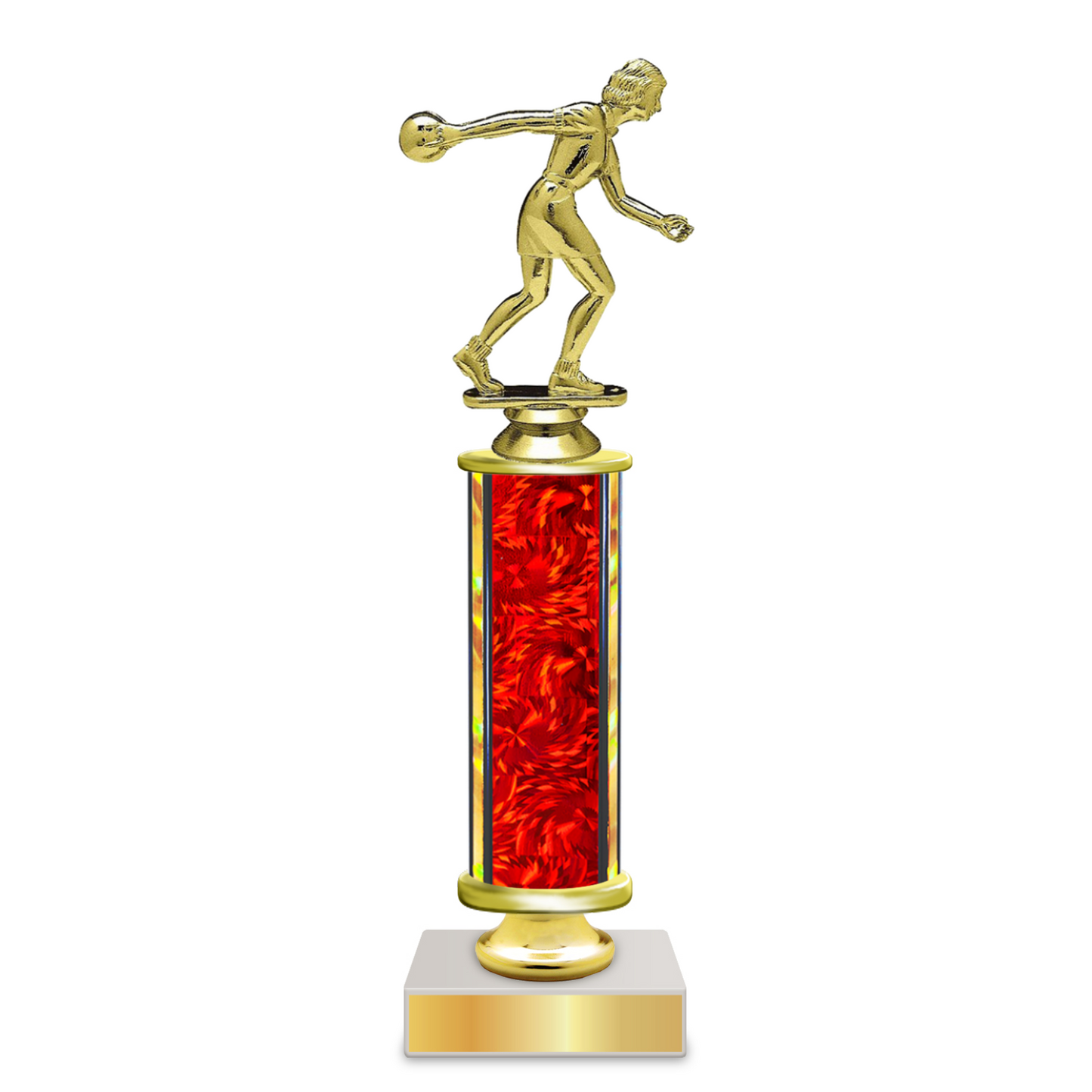 Personalised Bowling Column Trophy / Award 9"–12" Custom Figurine & Plate