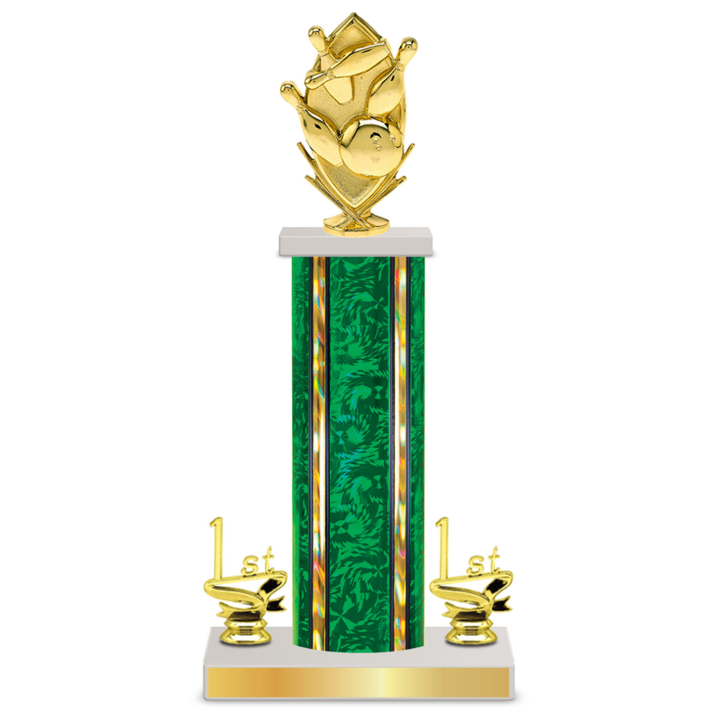 Personalised Bowling Column Trophy / Award 12"– 15" Custom Figurine & Plate