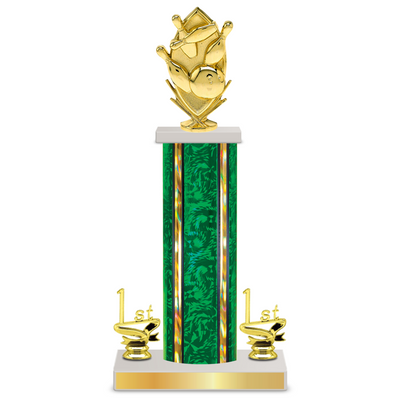 Personalised Bowling Column Trophy / Award 12"– 15" Custom Figurine & Plate