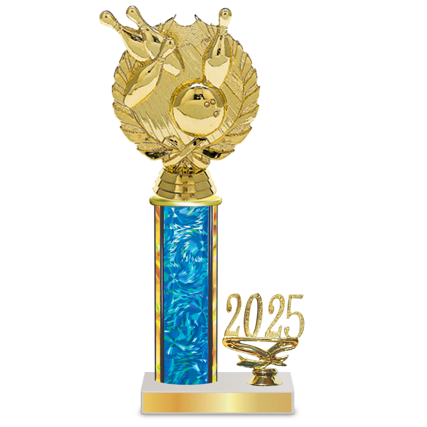 Personalised Bowling Column Trophy / Award 10"– 13" Custom Figurines & Plate