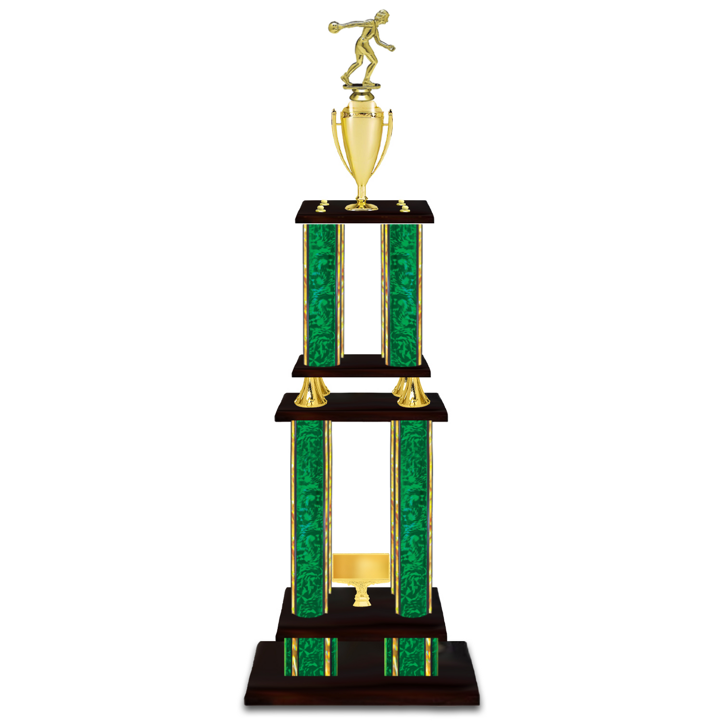 Personalised 4 Column Bowling Trophy / Award 52" – 56" Custom Figurines & Plate