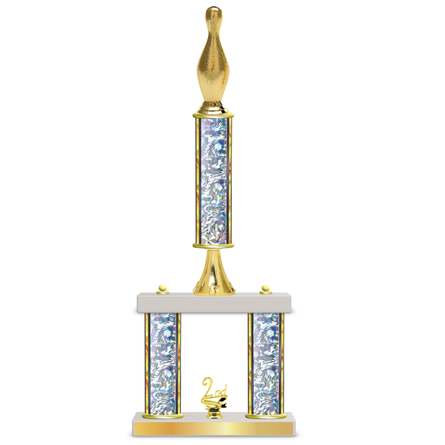 Personalised 3 Column Bowling Trophy / Award 18" – 21" Custom Figurines & Plate