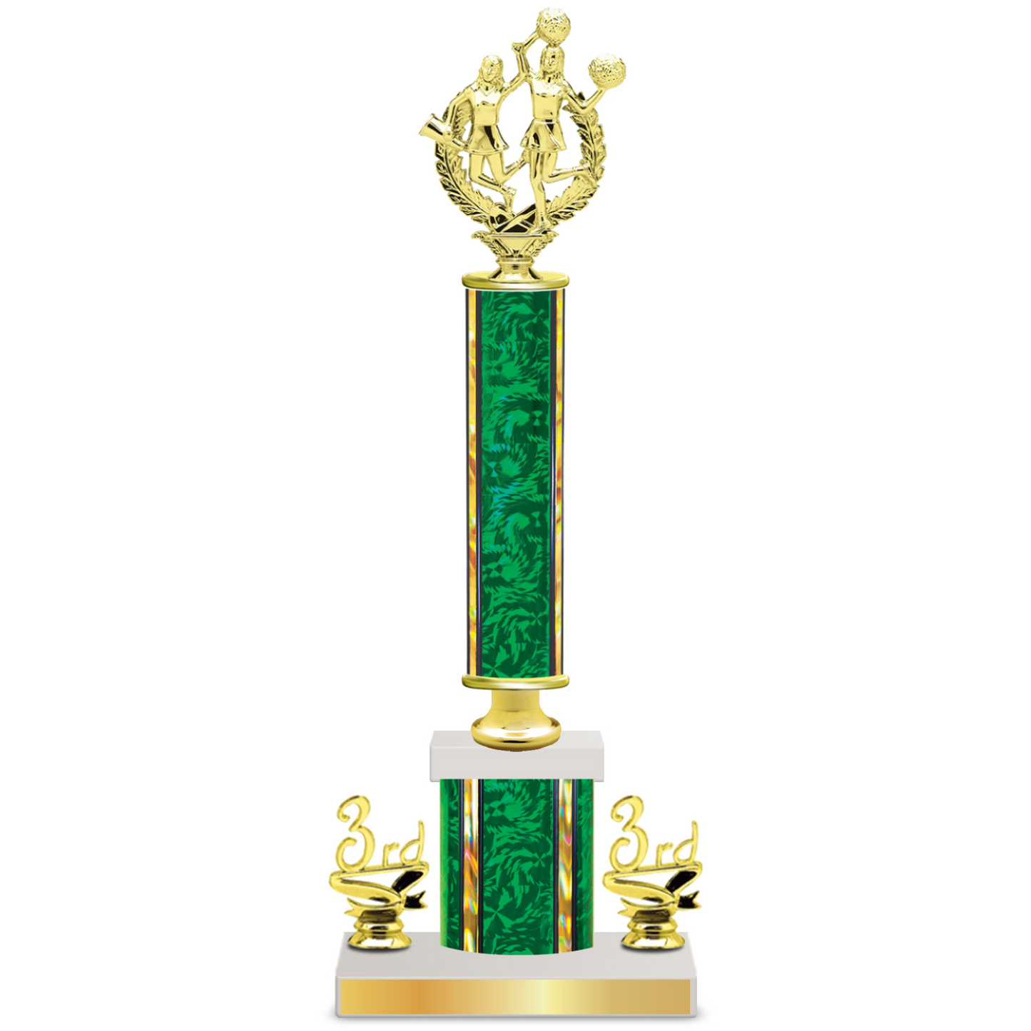Personalised Cheerleading Column Trophy / Award 15"– 18" Custom Figurines & Plate