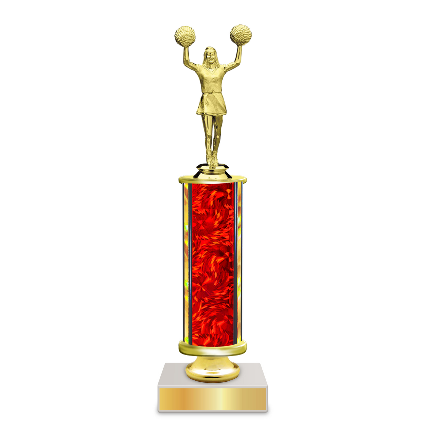 Personalised Cheerleading Column Trophy / Award 9"–12" Custom Figurine & Plate
