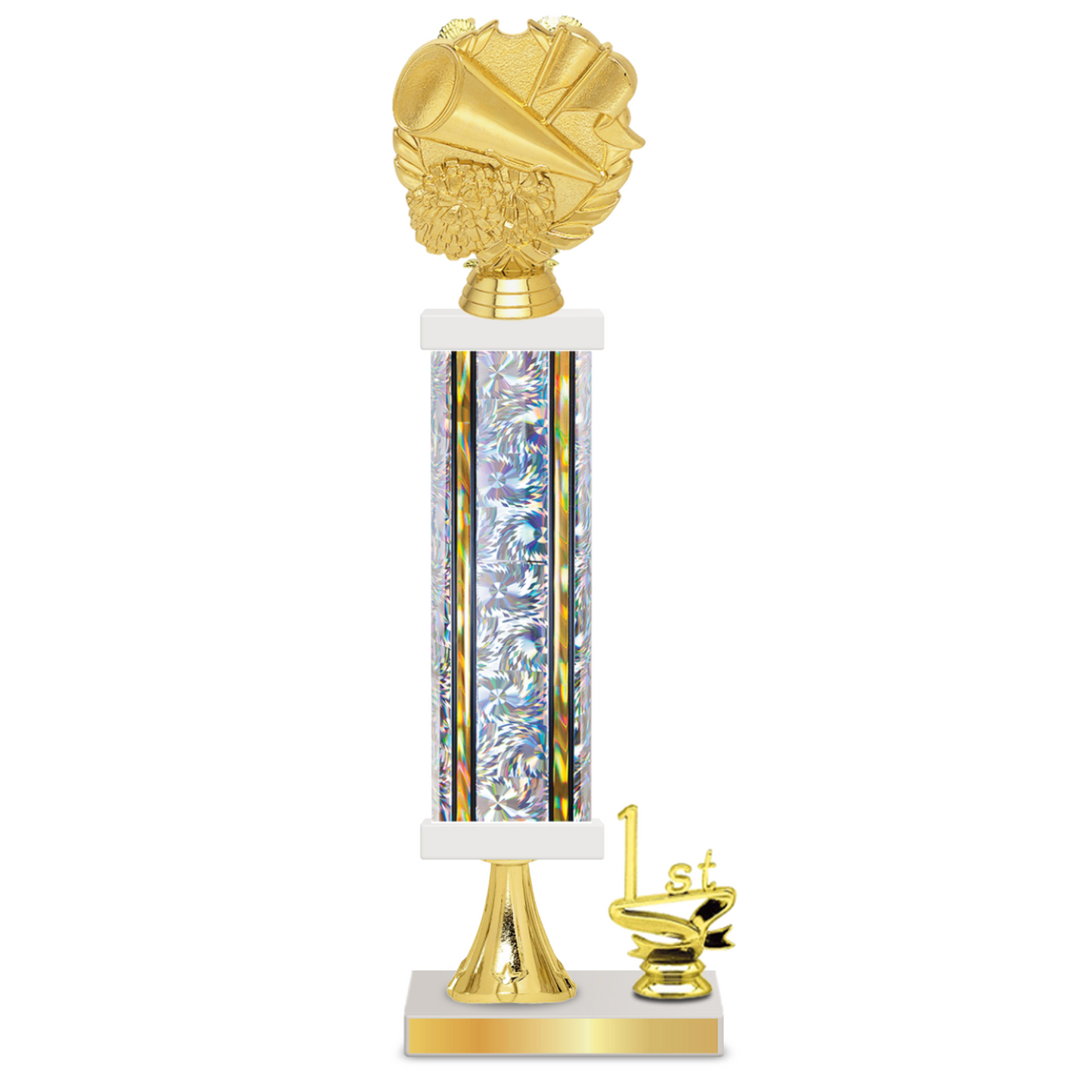 Personalised Cheerleading Column Trophy / Award 15"– 18" Custom Figurines & Plate