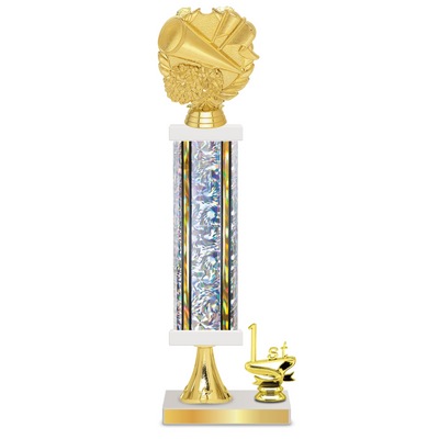 Personalised Cheerleading Column Trophy / Award 15"– 18" Custom Figurines & Plate