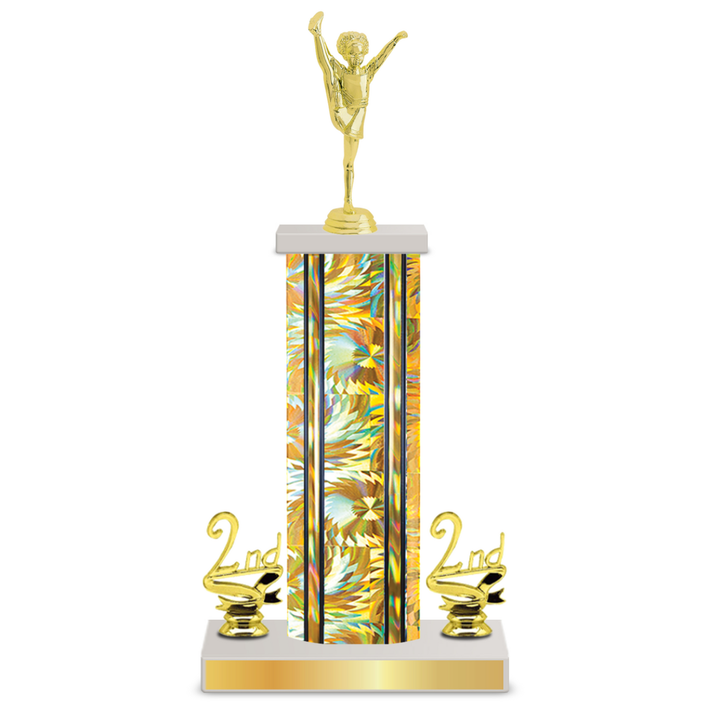 Personalised Cheerleading Column Trophy / Award 12"– 15" Custom Figurine & Plate