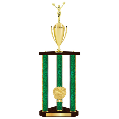 Personalised 3 Column Cheerleading Trophy / Award 32" – 36" Custom Figurines & Plate