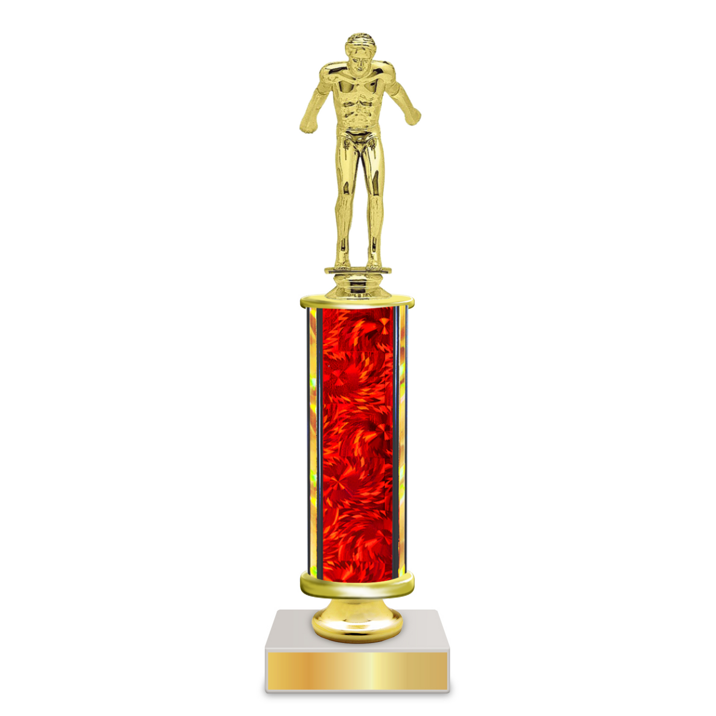 Personalised Swimming Column Trophy / Award 9"–12" Custom Figurine & Plate