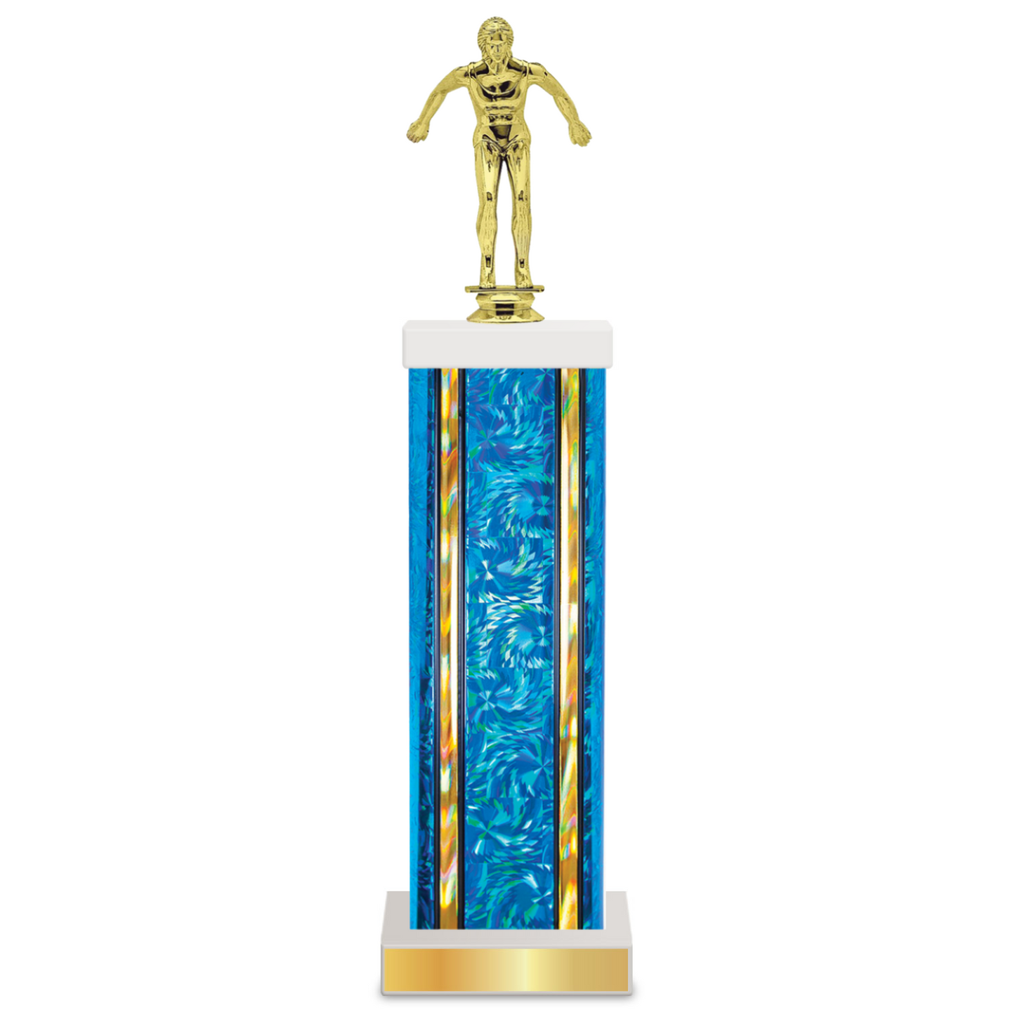 Personalised Swimming Column Trophy / Award 11"–14" Custom Figurine & Plate