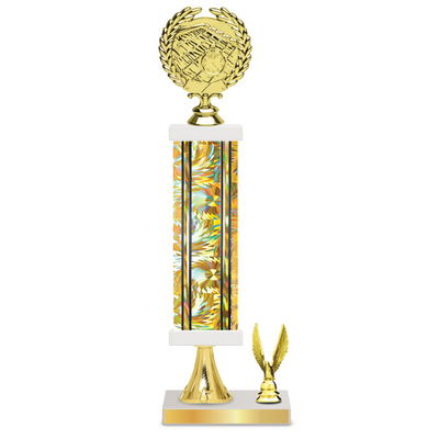 Personalised Swimming Column Trophy / Award 15"– 18" Custom Figurines & Plate