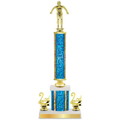 Personalised Swimming Column Trophy / Award 15"– 18" Custom Figurines & Plate