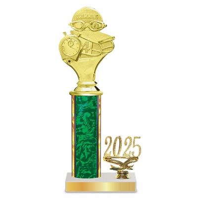 Personalised Swimming  Column Trophy / Award 10"– 13" Custom Figurines & Plate