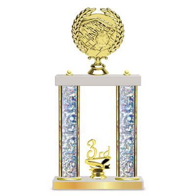 Personalised 2 x Column Swimming Trophy / Award 13 1/2" – 16 1/2" Custom Figurines & Plate