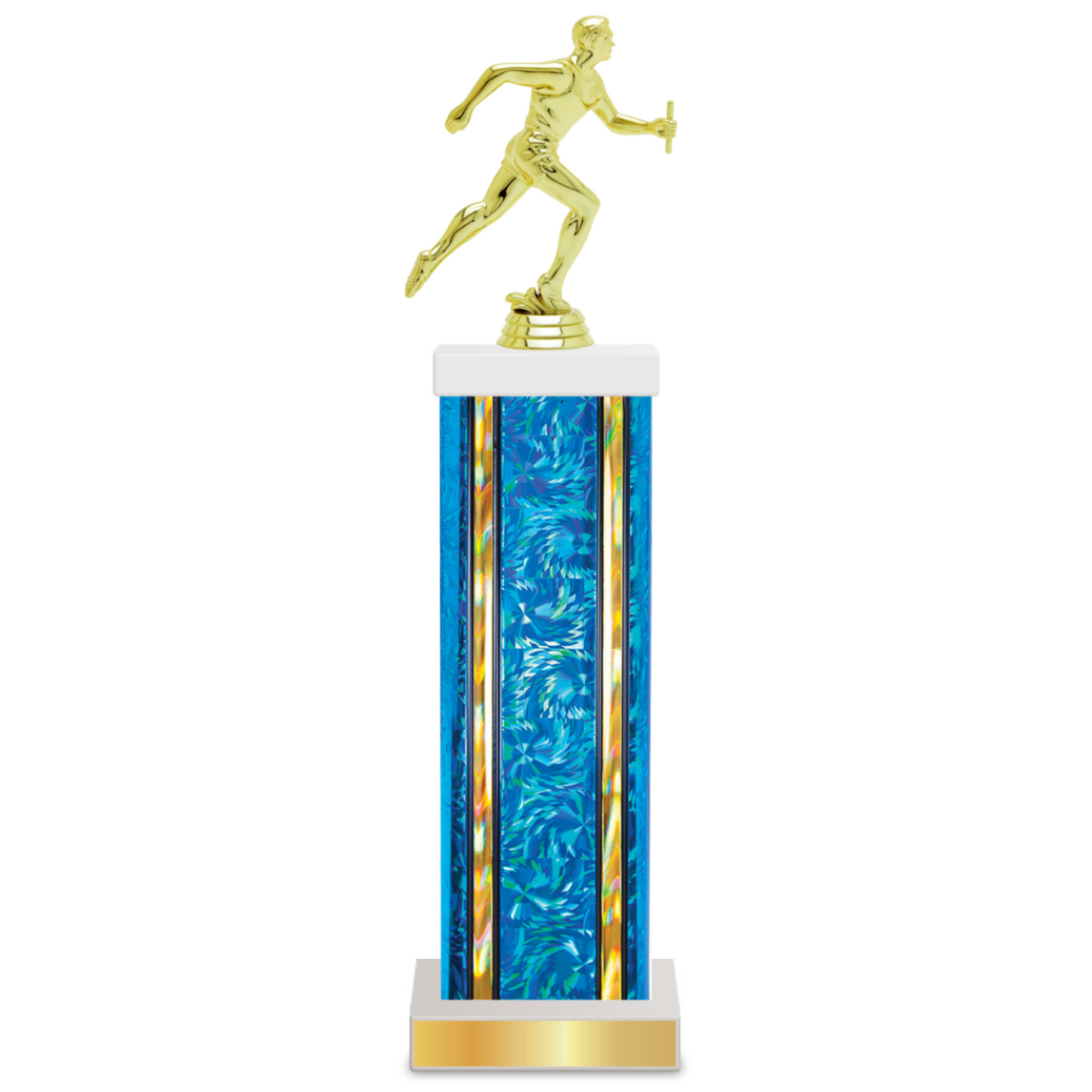 Personalised Track Column Trophy / Award 11"–14" Custom Figurine & Plate