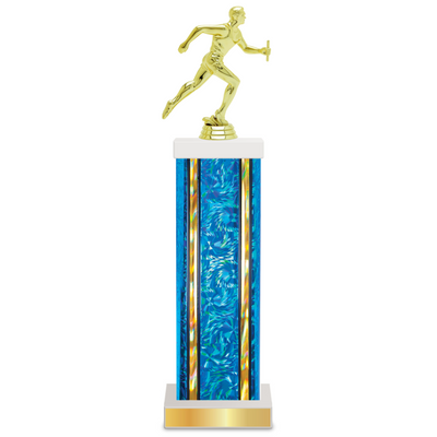 Personalised Track Column Trophy / Award 11"–14" Custom Figurine & Plate