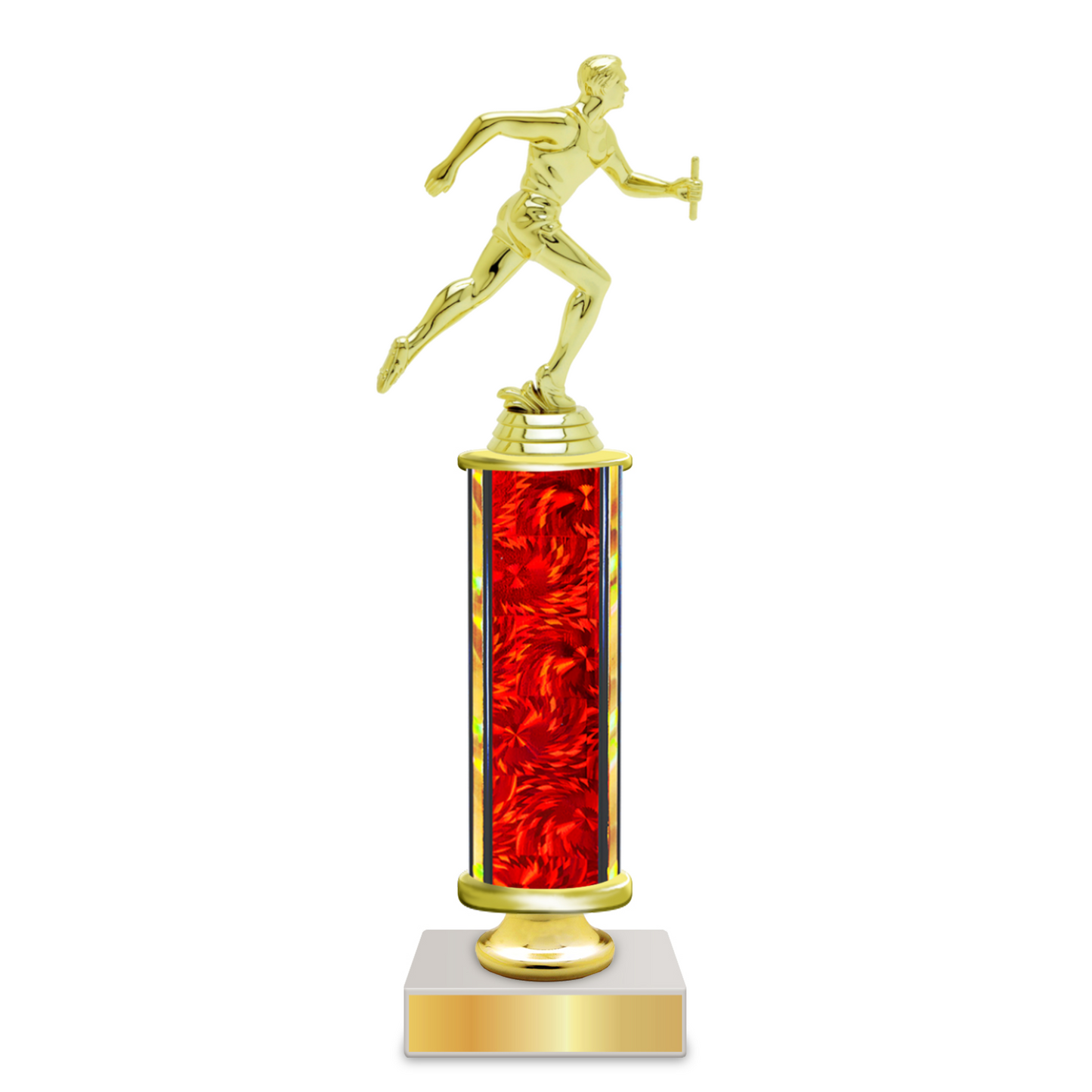Personalised Track Column Trophy / Award 9"–12" Custom Figurine & Plate