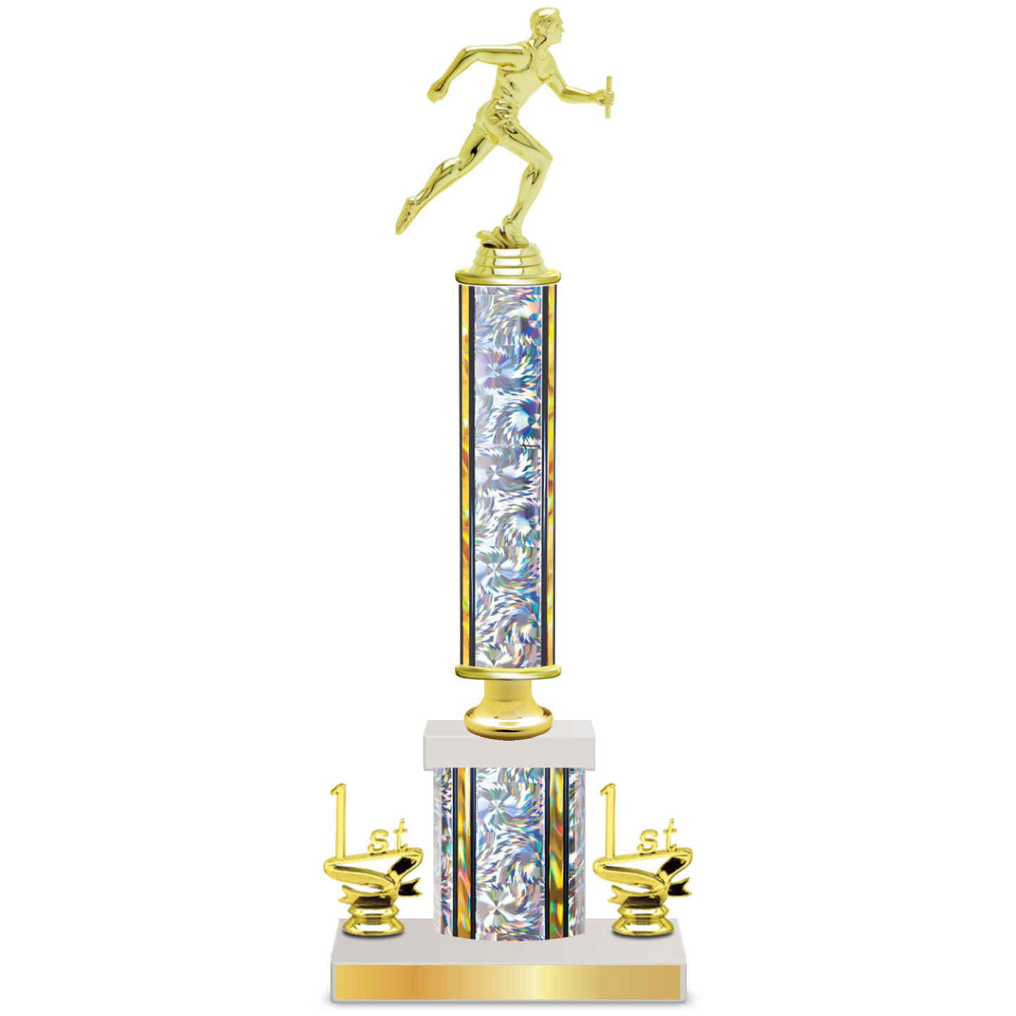 Personalised Track Column Trophy / Award 15"– 18" Custom Figurines & Plate