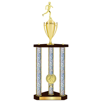Personalised 3 Column Track Trophy / Award 32" – 36" Custom Figurines & Plate