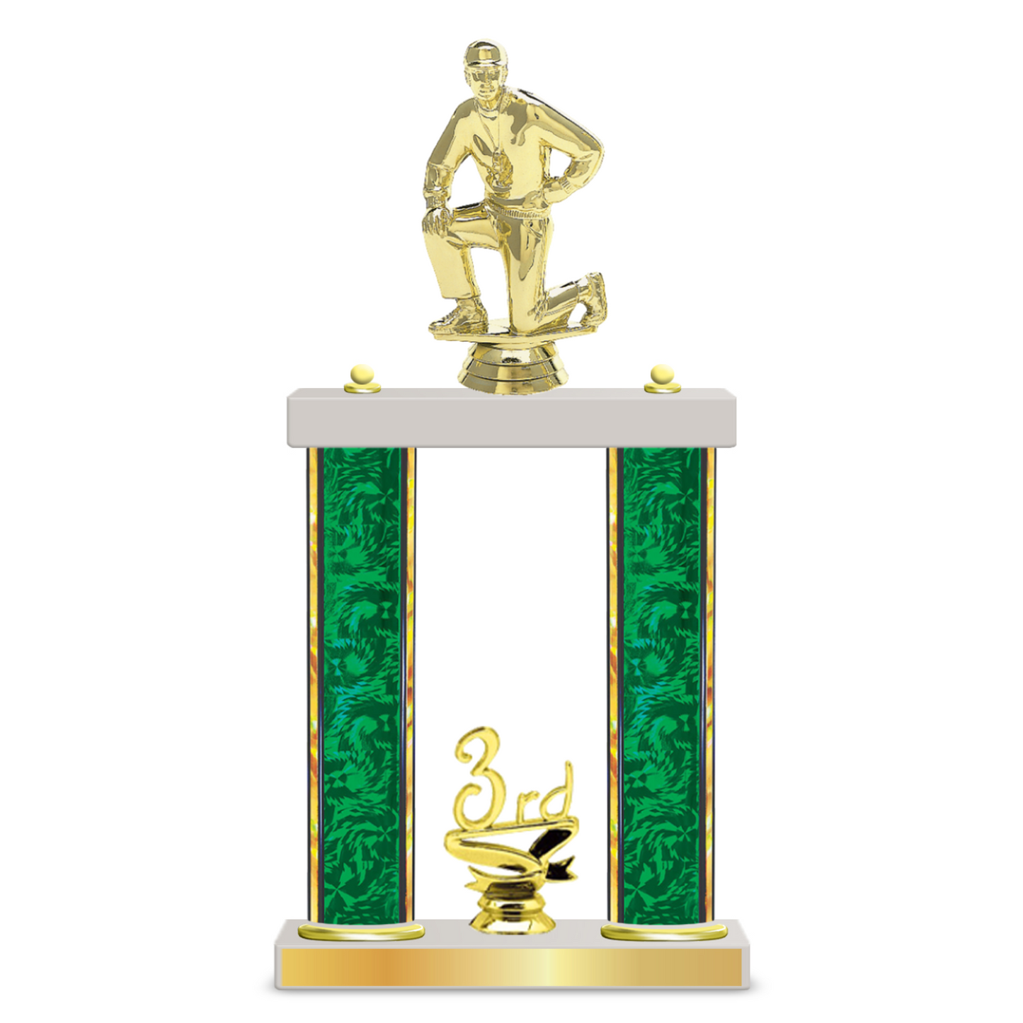 Personalised 2 x Column Football Trophy / Award 13 1/2" – 16 1/2" Custom Figurines & Plate