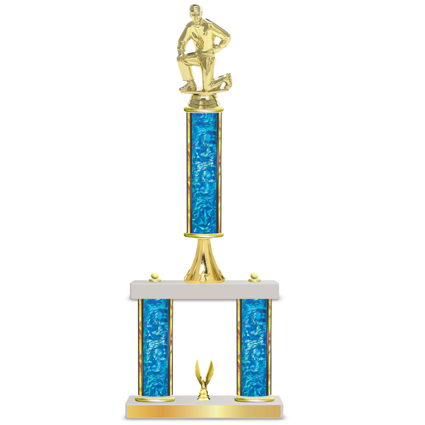 Personalised 3 Column Football Trophy / Award 18" – 21" Custom Figurines & Plate