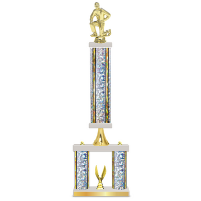 Personalised 3 Column Football Trophy / Award 23" – 26" Custom Figurines & Plate
