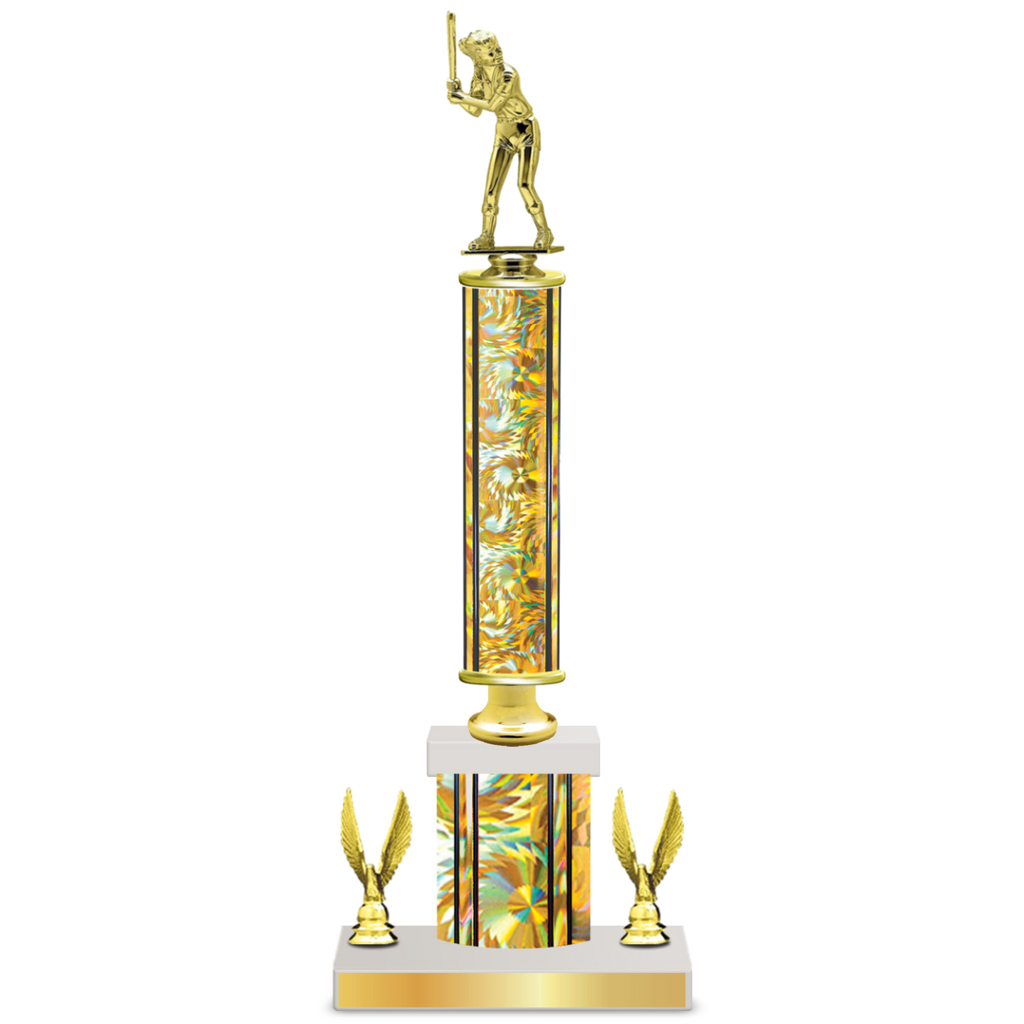 Personalised Softball Column Trophy / Award 15"– 18" Custom Figurines & Plate