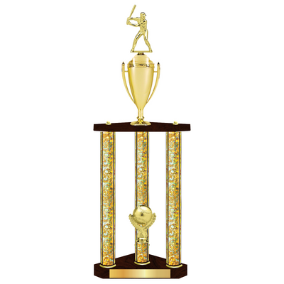 Personalised 3 Column Softball Trophy / Award 32" – 36" Custom Figurines & Plate