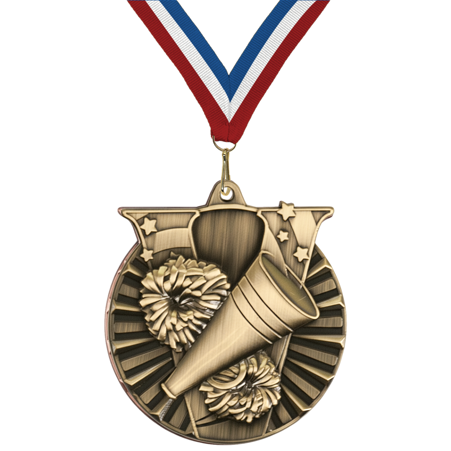 2" Victory Cheerleading Medal – Gold, Silver & Bronze with Custom Ribbons in 30 Colors