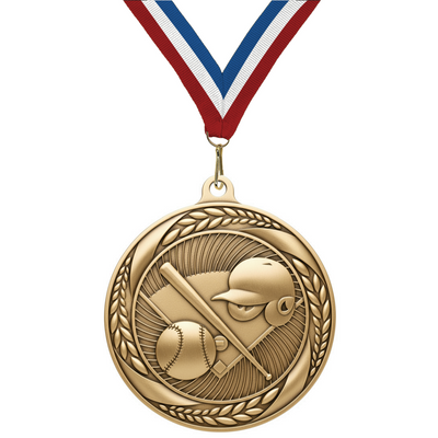 2.25" Laurel Wreath Softball Medal – Gold, Silver & Bronze with 30 Ribbon Options
