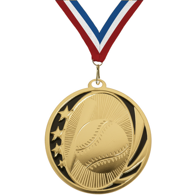 MidNite Star Baseball Medal – Gold, Silver & Bronze with 40 Ribbon Options