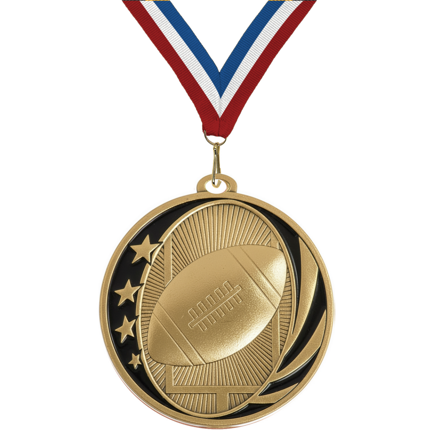 MidNite Star Football Medal – Gold, Silver & Bronze with 40 Ribbon Options