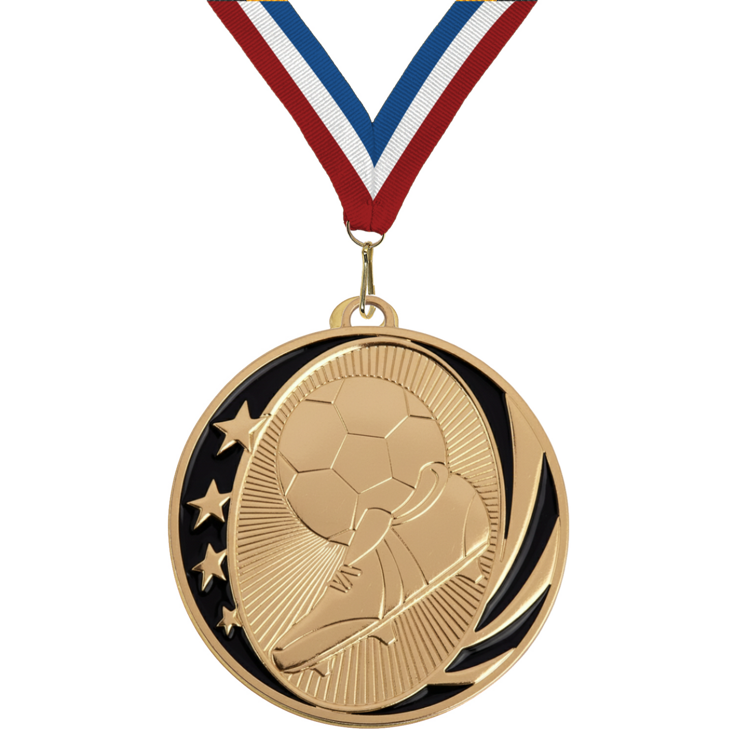 MidNite Star Soccer Medal – Gold, Silver & Bronze with 40 Ribbon Options