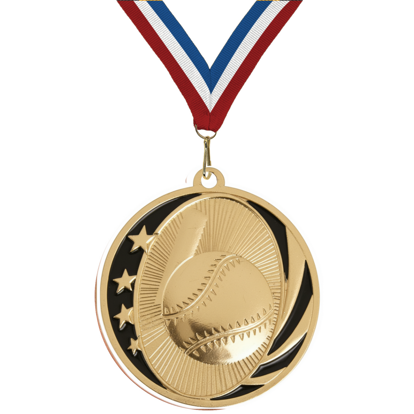 MidNite Star Softball Medal – Gold, Silver & Bronze with 40 Ribbon Options