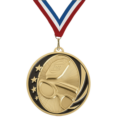 MidNite Star Swimming Medal – Gold, Silver & Bronze with 40 Ribbon Options