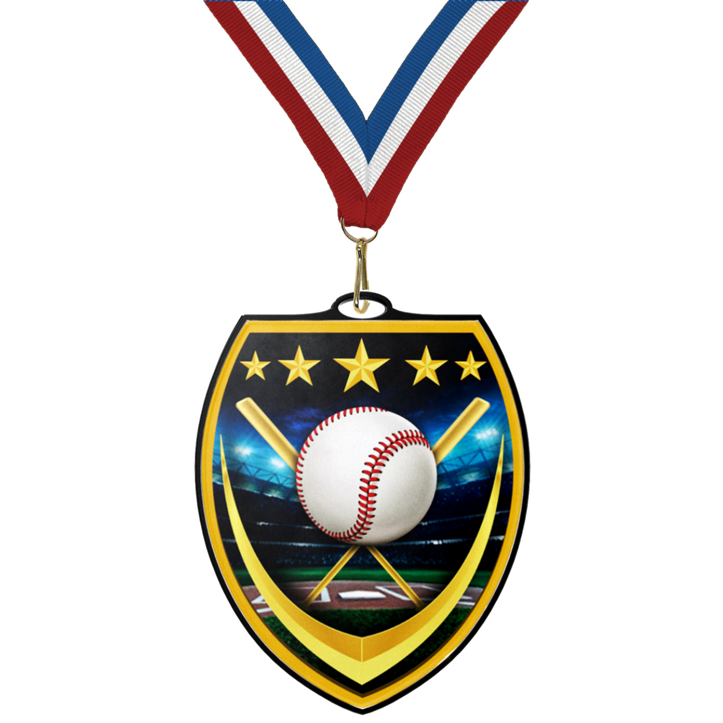 3 1/4" VSM Baseball Medal – Gold, Silver & Bronze with 30 Ribbon Options