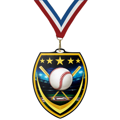 3 1/4" VSM Baseball Medal – Gold, Silver & Bronze with 30 Ribbon Options