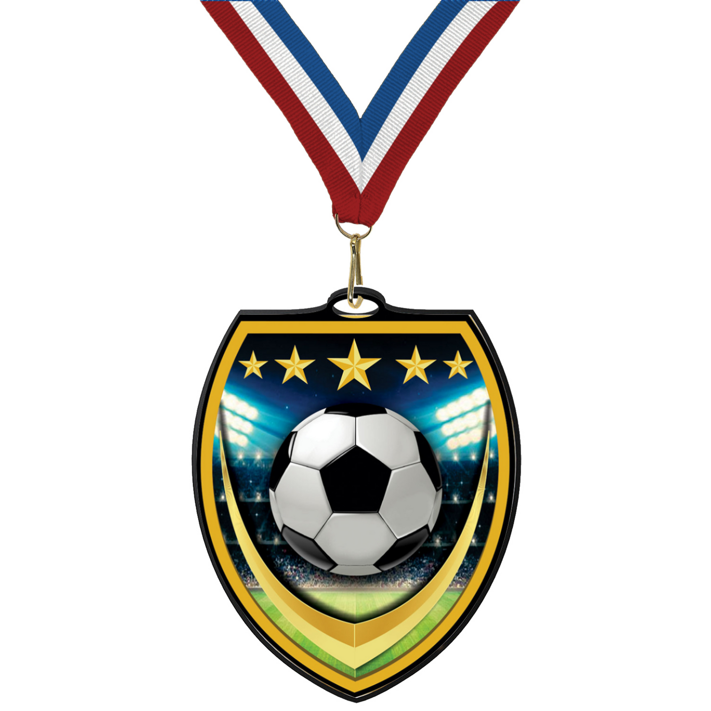 3 1/4" VSM Soccer Medal – Gold, Silver & Bronze with 30 Ribbon Options